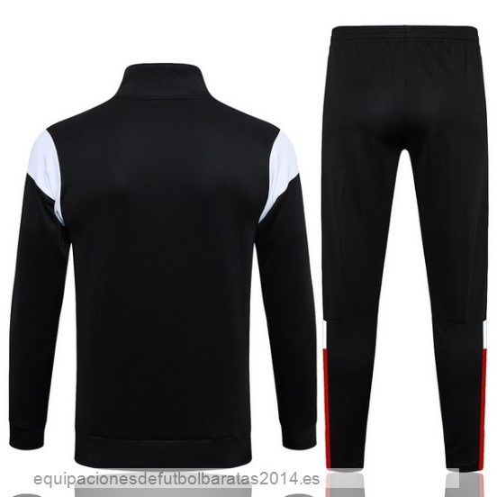 Nuevo Conjunto Completo Ropa Deportiva Con Cremallera Larga AC Milan 23/24 Negro Blanco Rojo Baratas